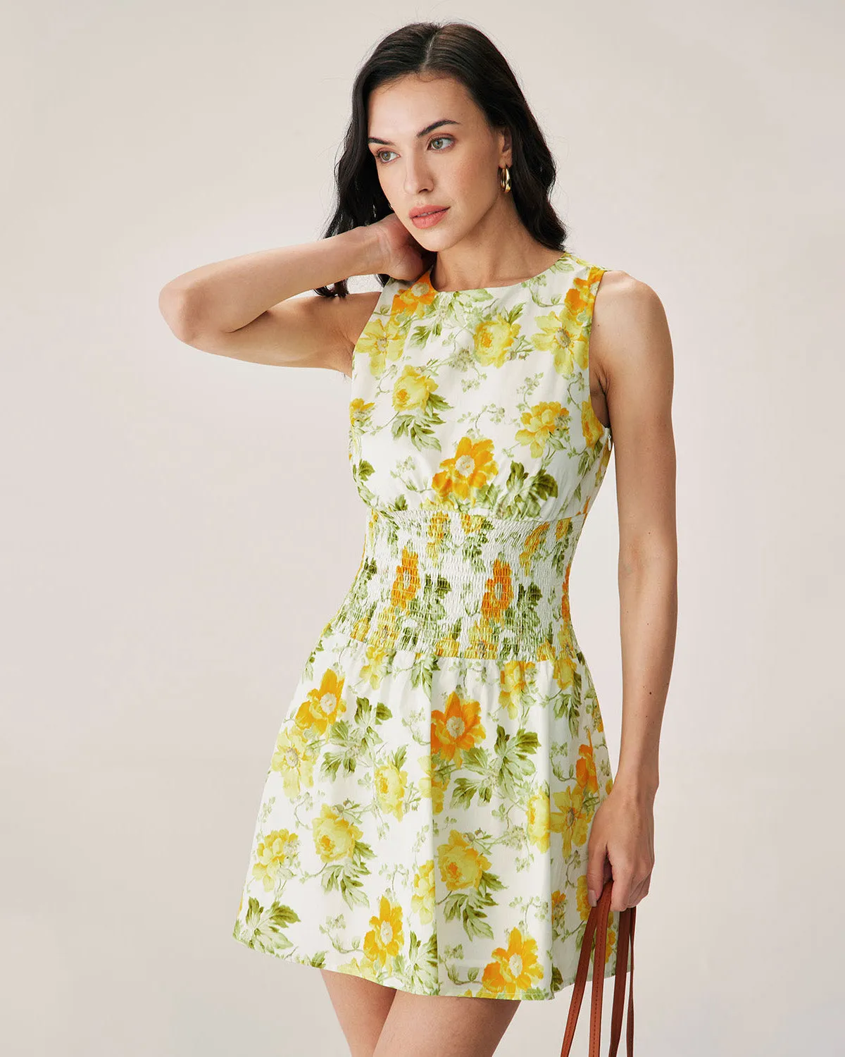 Green Floral Boat Neck Mini Dress sold by rihoas