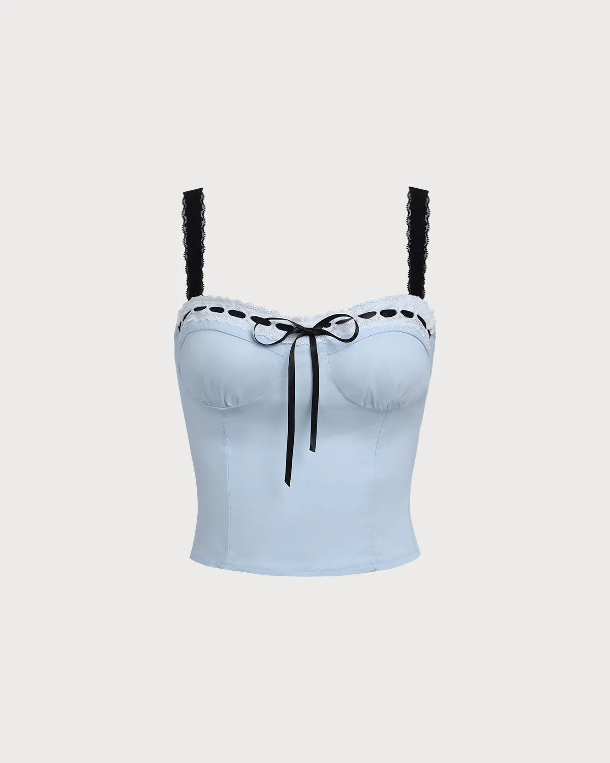 Blue Sweetheart Neck Crop Cami Top sold by rihoas