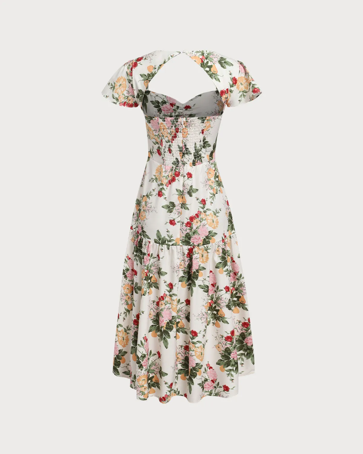 Green Floral Square Neck Midi Dress sold by rihoas product image thumbnail 2