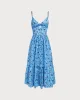 Blue Floral Shirred Slip Maxi Dress sold by rihoas