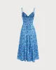 Blue Floral Shirred Slip Maxi Dress sold by rihoas