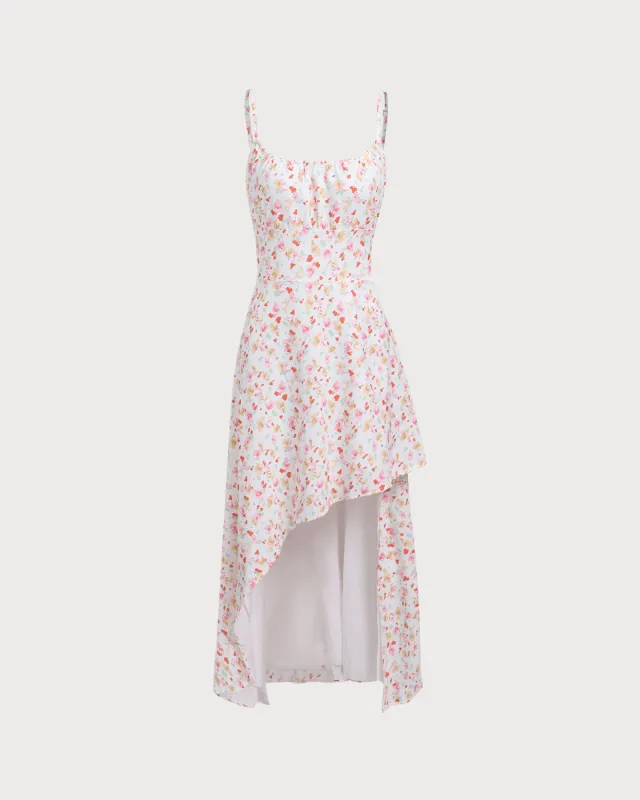 Pink Floral Draped Slip Midi Dress sold by rihoas