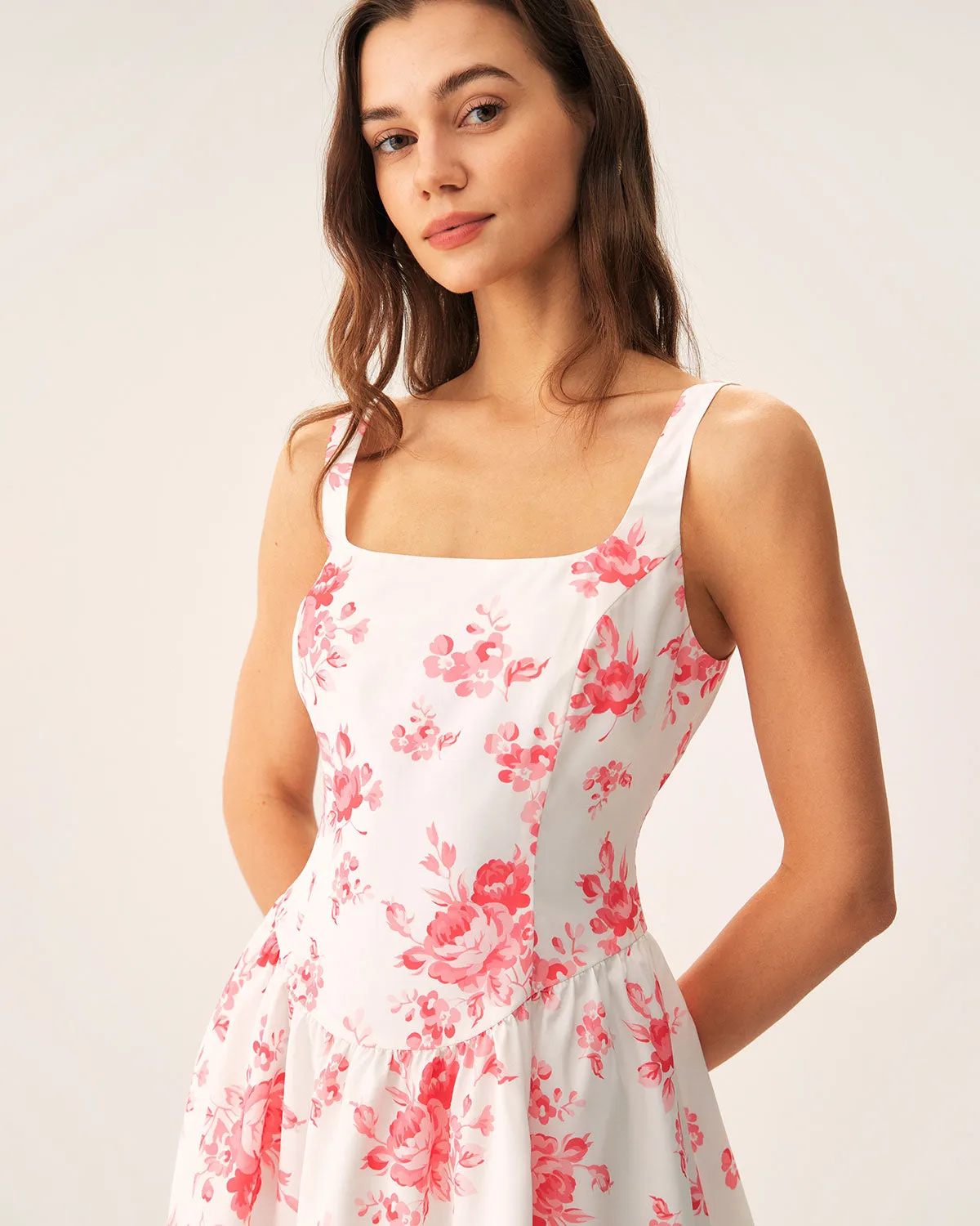 Pink Floral Ruched Mini Dress sold by rihoas product image thumbnail 2