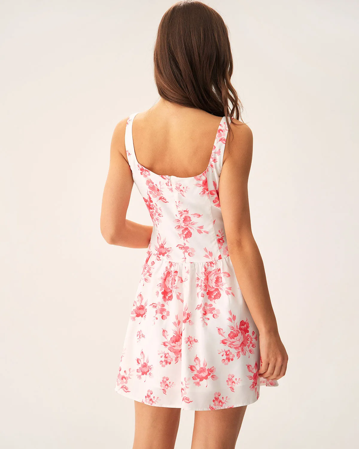 Pink Floral Ruched Mini Dress sold by rihoas product image thumbnail 5