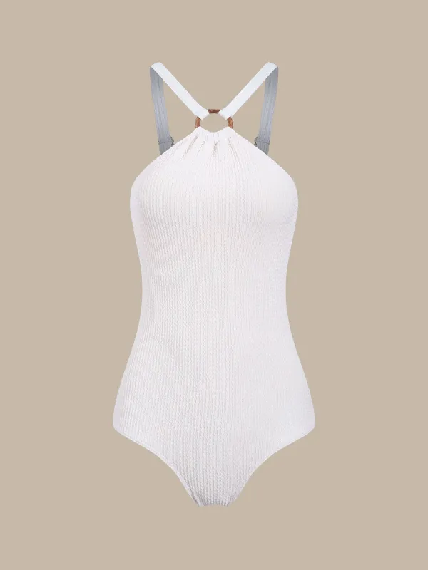 White O-Ring One-Piece Swimsuit sold by rihoas