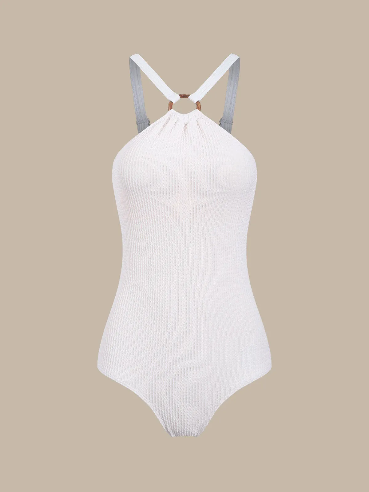 White O-Ring One-Piece Swimsuit sold by rihoas