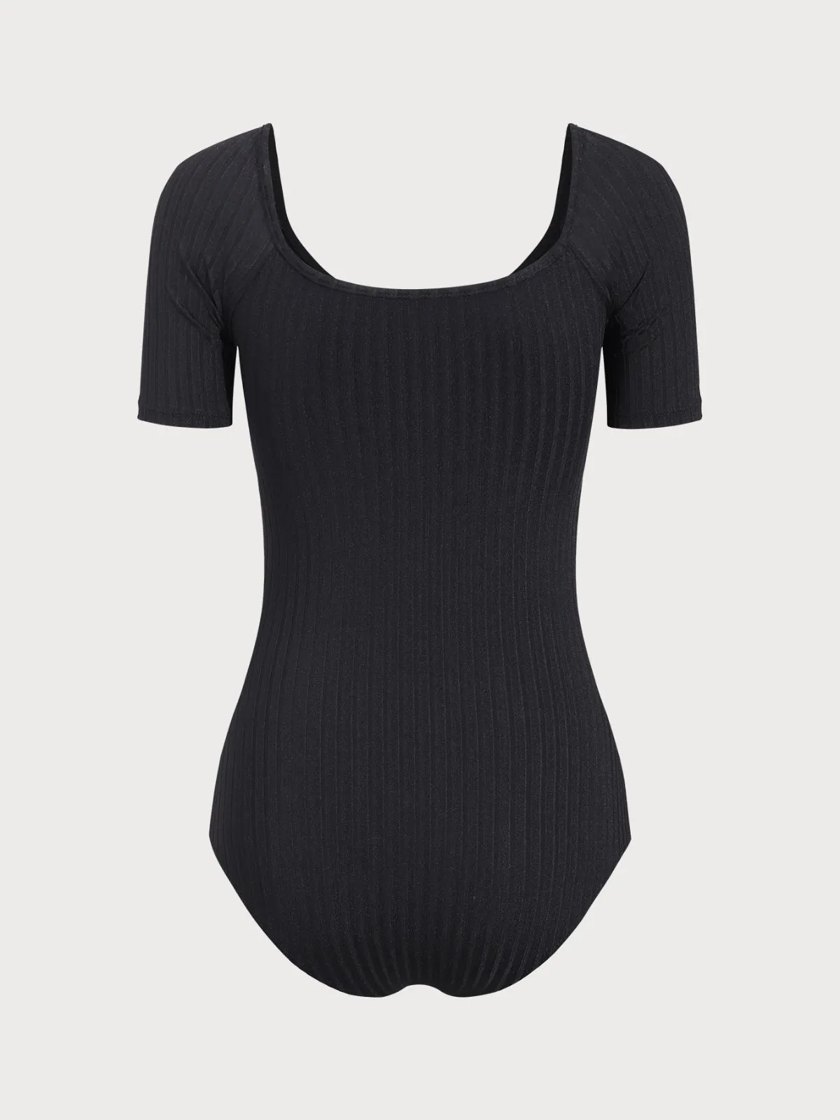Black U Neck One-Piece Swimsuit sold by rihoas product image thumbnail 2