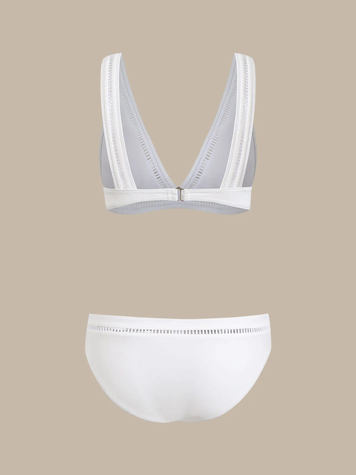 White V-Neck Bikini Set sold by rihoas product image thumbnail 2