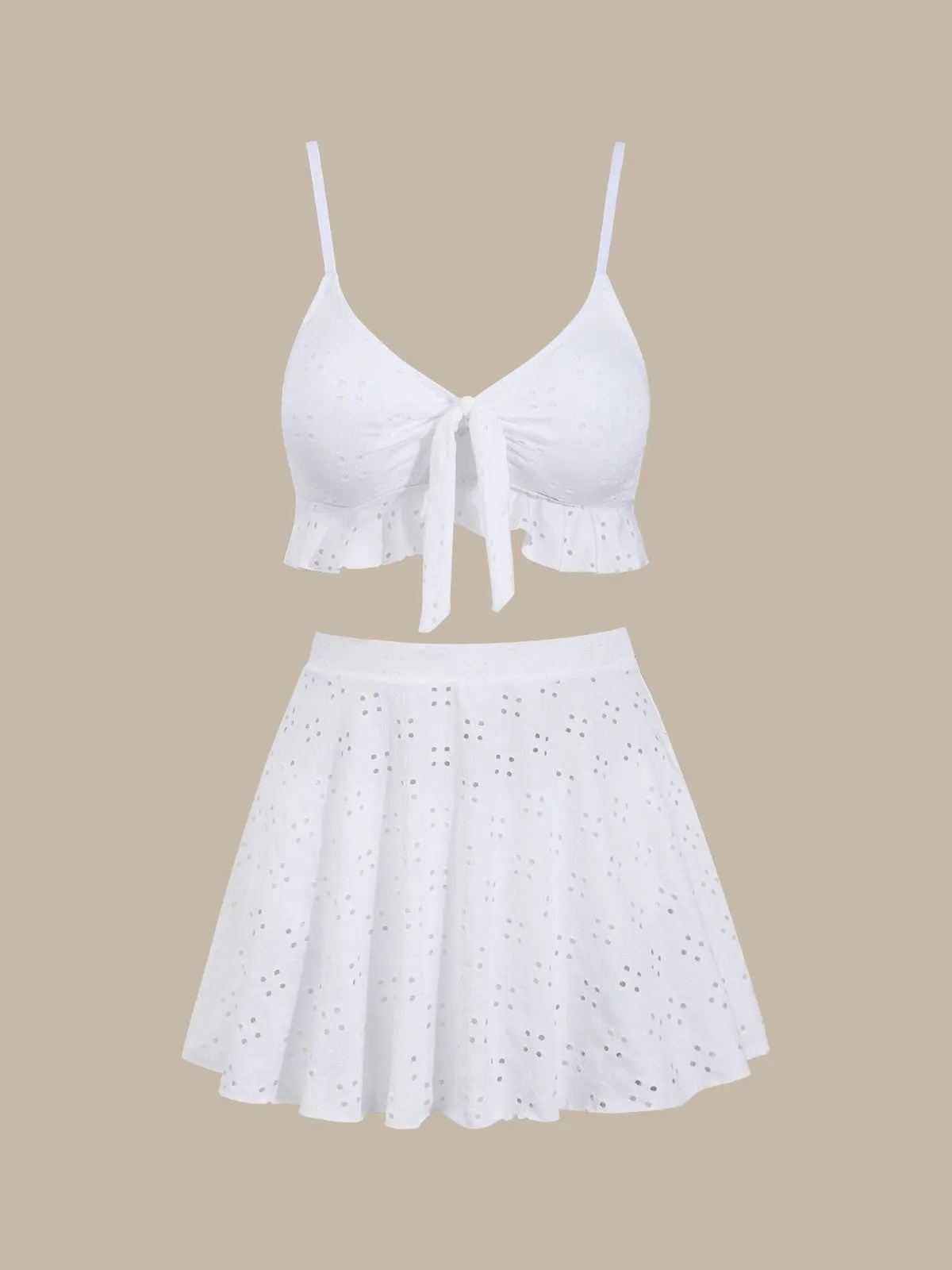 White Tie Strap Tankinis Bikini Set sold by rihoas product image thumbnail 2