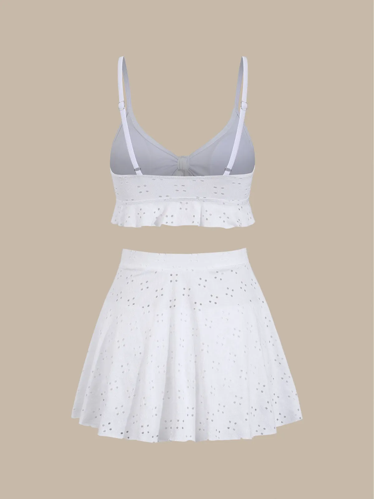 White Tie Strap Tankinis Bikini Set sold by rihoas product image thumbnail 3