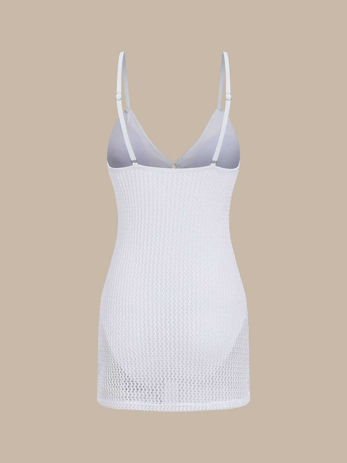 Beige V-Neck One-Piece Swimsuit sold by rihoas product image thumbnail 2