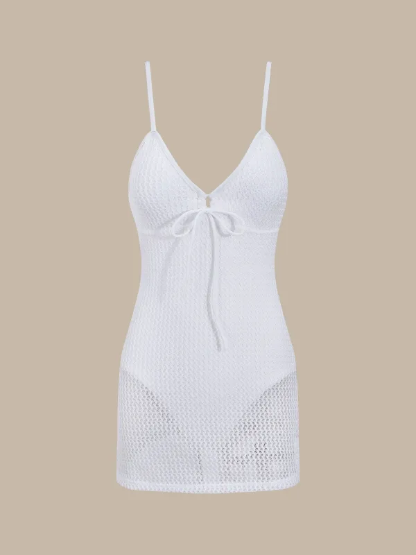 Beige V-Neck One-Piece Swimsuit sold by rihoas
