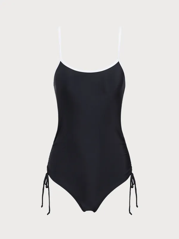 Black Contrast One-Piece Swimsuit sold by rihoas