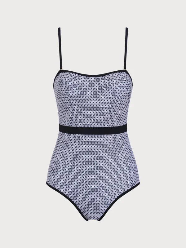 Plaid Contrast One-Piece Swimsuit sold by rihoas
