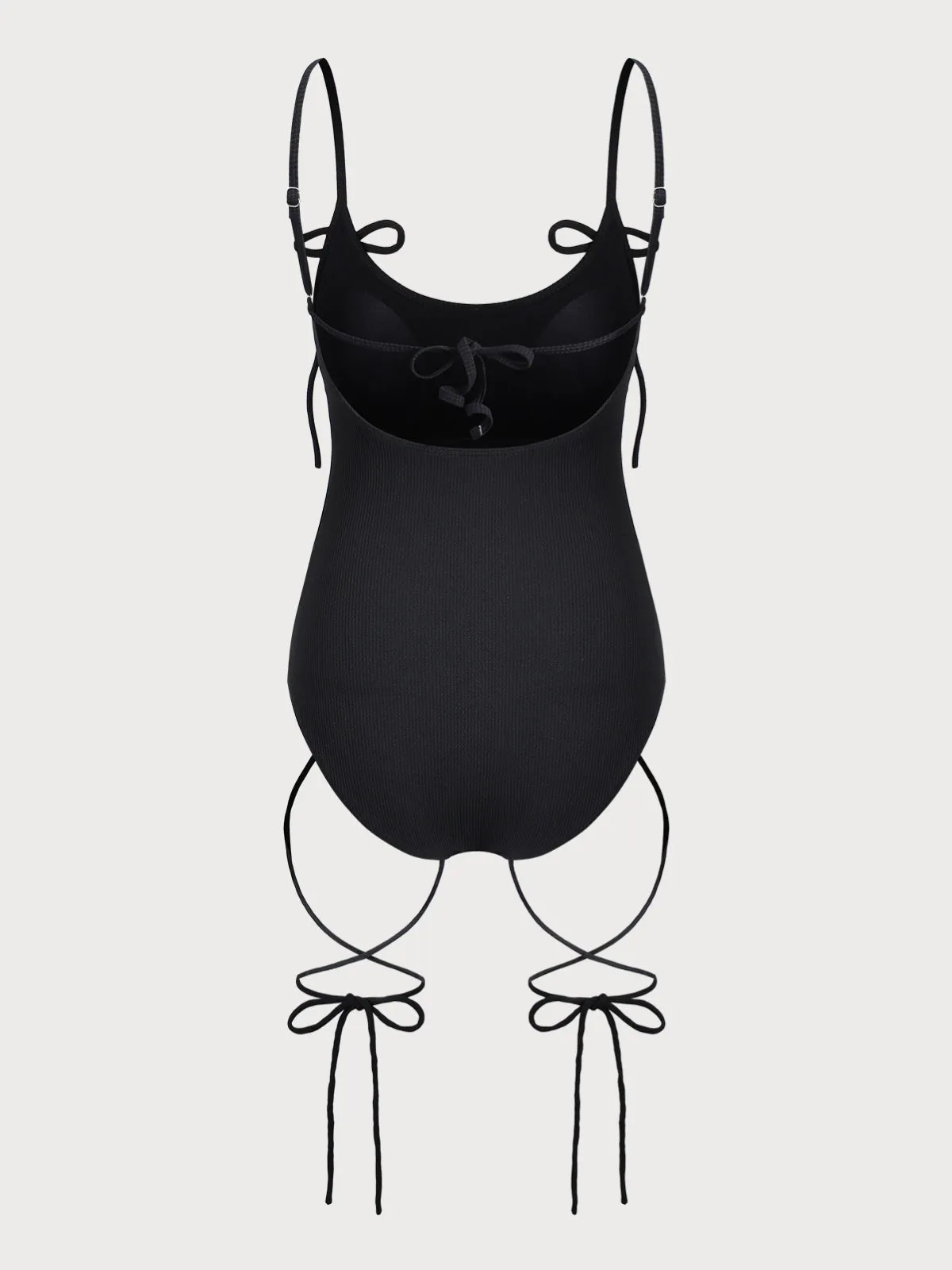 Black Tie Strap One-Piece Swimsuit sold by rihoas product image thumbnail 2