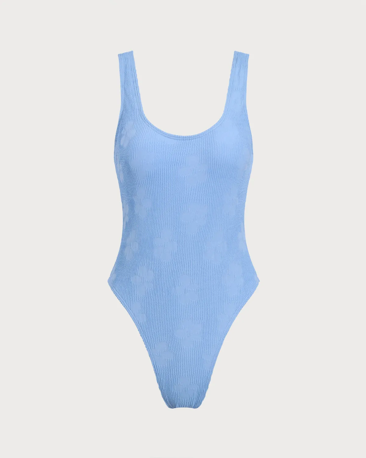 Blue U Neck Backless One-Piece Swimsuit sold by rihoas