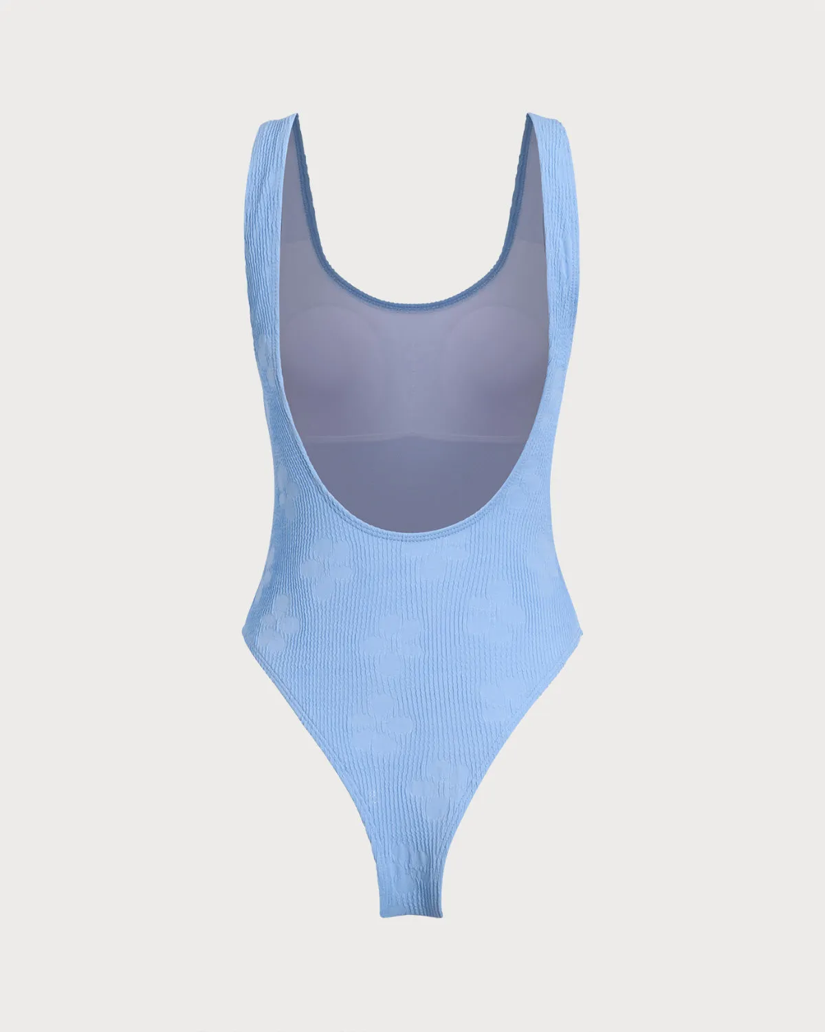 Blue U Neck Backless One-Piece Swimsuit sold by rihoas product image thumbnail 2