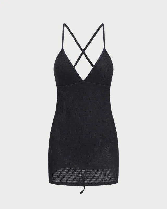 Black Tie-back One-Piece Swimsuit sold by rihoas