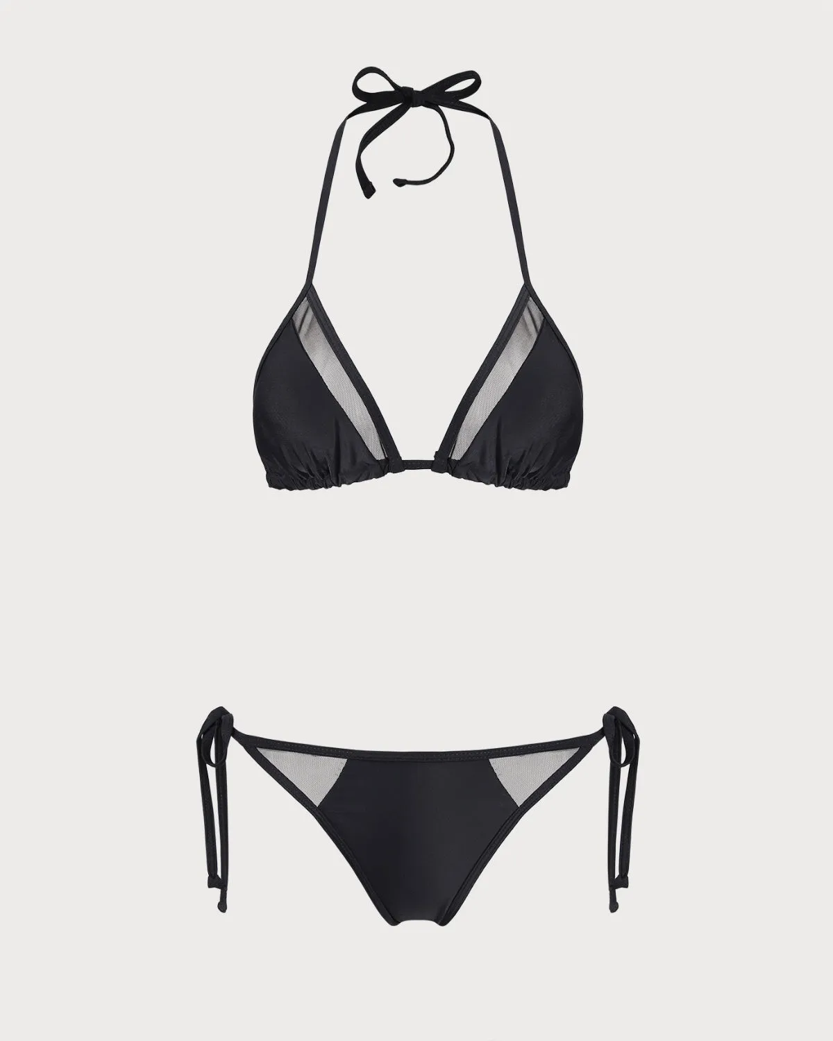 Black Halter Triangle Bikini Set sold by rihoas
