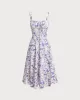 White Floral Ruched Slip Midi Dress sold by rihoas