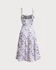 White Floral Ruched Slip Midi Dress sold by rihoas