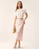 White Floral Puffed Sleeve Cropped Blouse sold by rihoas