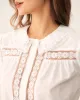 White Floral Puffed Sleeve Cropped Blouse sold by rihoas