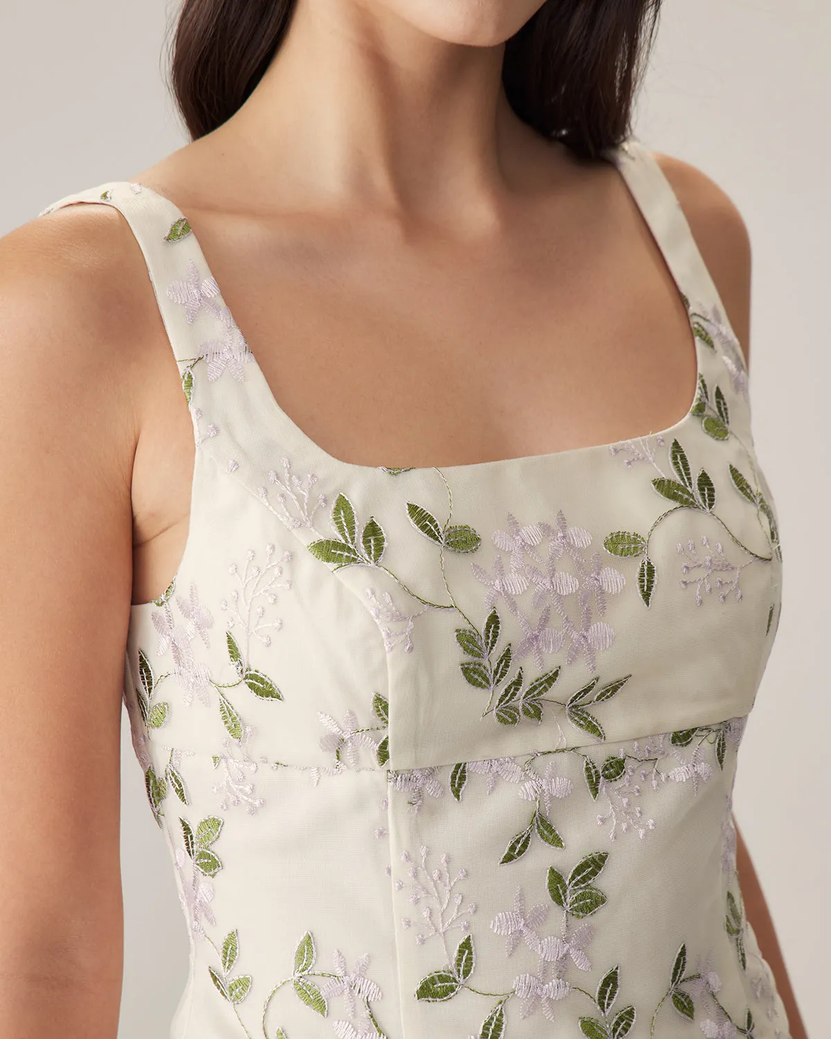 Beige Floral Slim Tank Top sold by rihoas product image thumbnail 2
