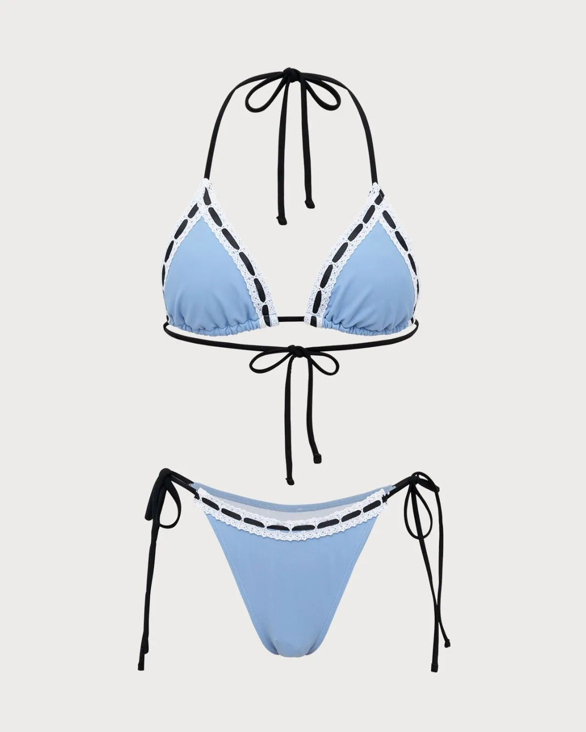 Blue Contrast Lace Bikini Set sold by rihoas