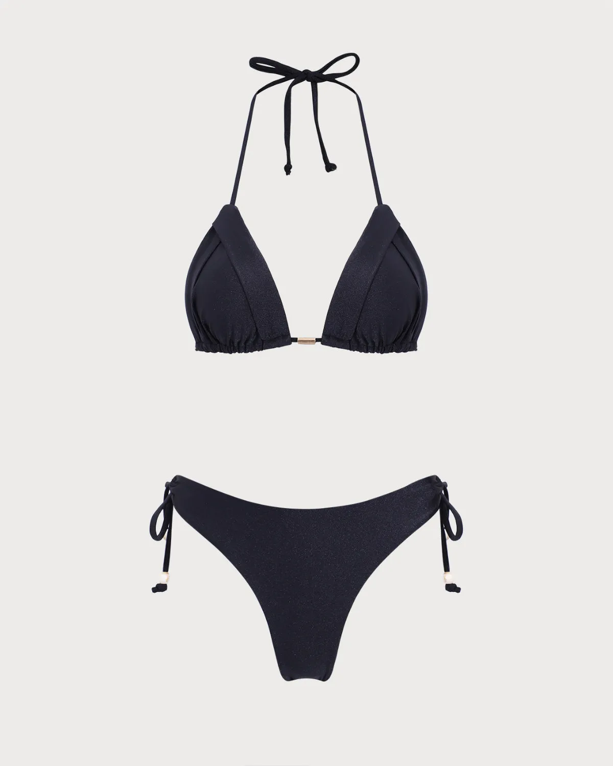 Black Halter Triangle Bikini Set sold by rihoas