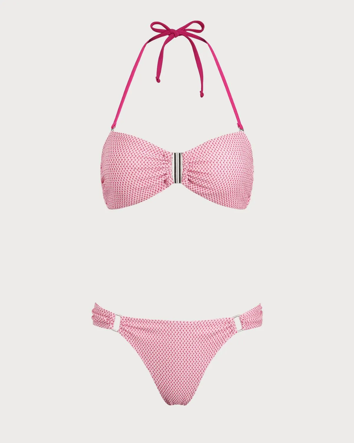 Pink Polka Dot Halter Bikini Set sold by rihoas