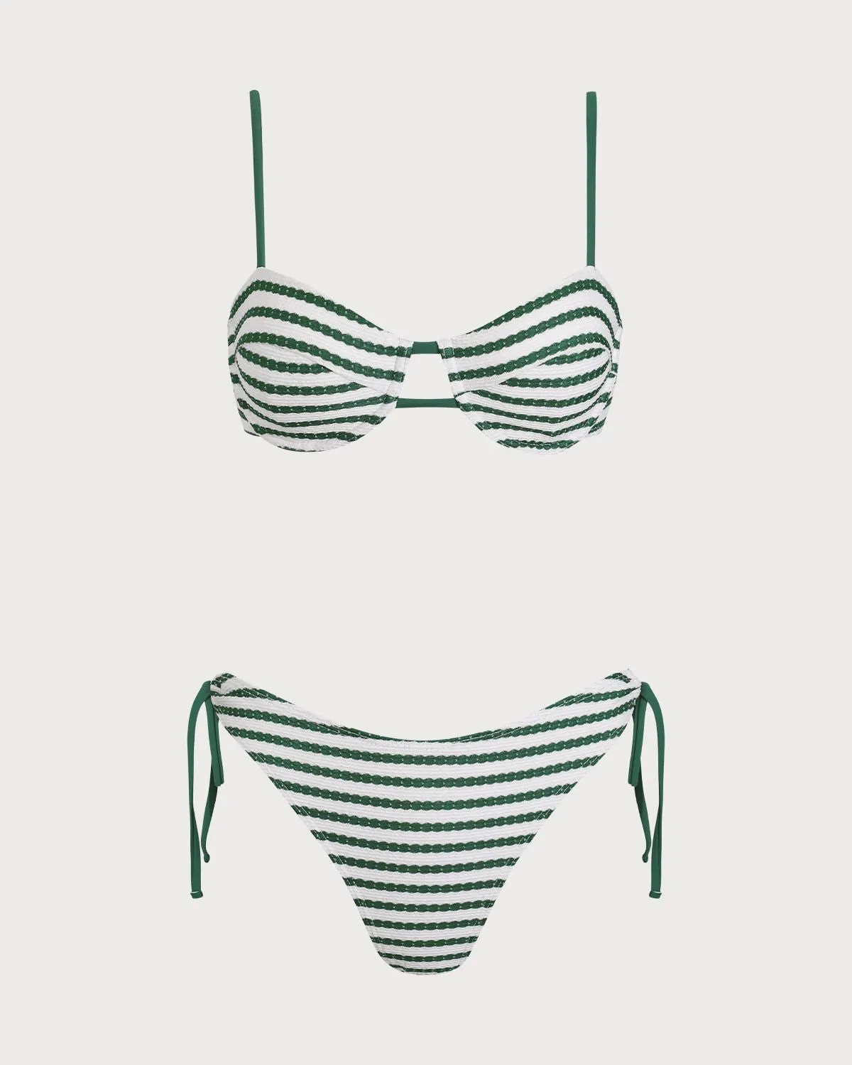 Green Striped Underwire Bikini Set sold by rihoas