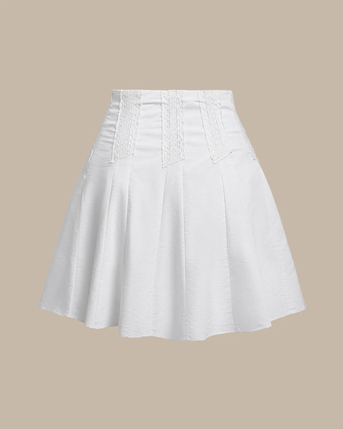 White High Waisted A-Line Mini Skirt sold by rihoas product image thumbnail 2