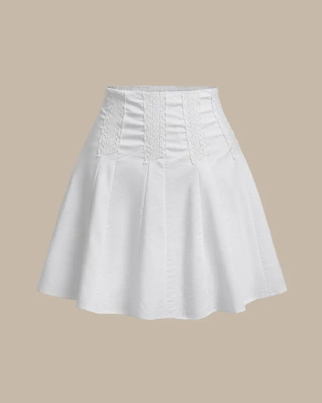 White High Waisted A-Line Mini Skirt sold by rihoas
