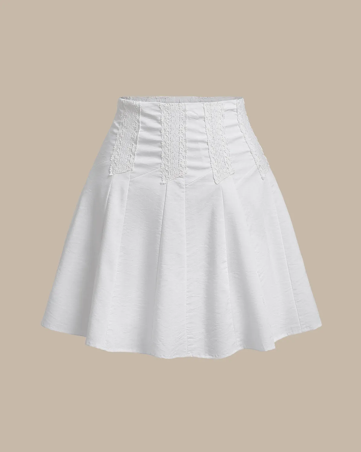 White High Waisted A-Line Mini Skirt sold by rihoas
