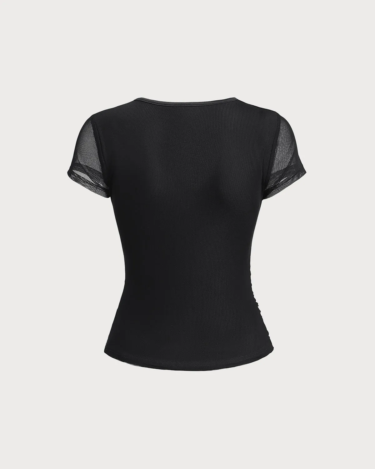 Black V-Neck See-Through Blouse sold by rihoas product image thumbnail 2