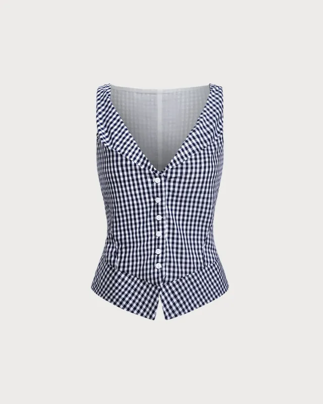 Black Plaid V-Neck Tank Top sold by rihoas