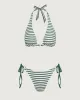 Green Striped O-Ring Bikini Set sold by rihoas