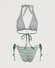 Green Striped O-Ring Bikini Set sold by rihoas