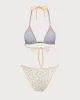 Yellow Floral Contrast Bikini Set sold by rihoas