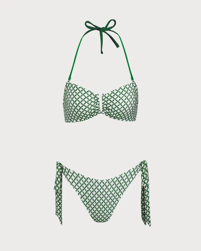 Green Plaid Contrast Bikini Set sold by rihoas
