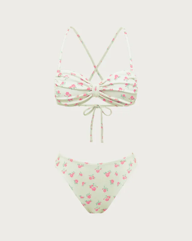Yellow Floral Ruched Bikini Set sold by rihoas
