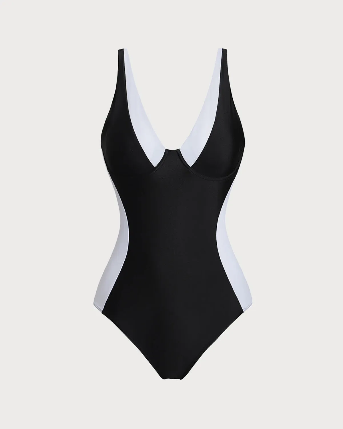 Black Contrast One-Pieces Swimsuit sold by rihoas