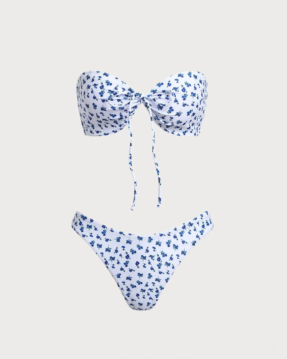 White Floral Strapless Bikini Sets sold by rihoas