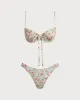 Green Floral Twist Bikini Sets sold by rihoas