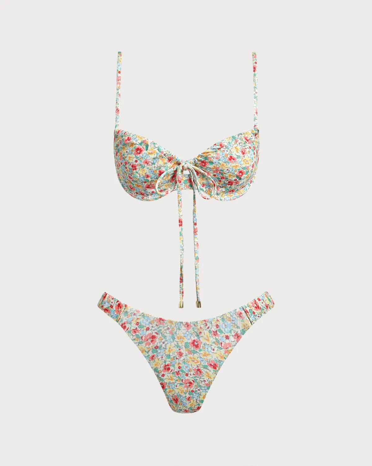 Green Floral Twist Bikini Sets sold by rihoas