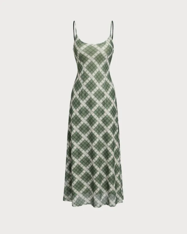Green Geometric Slip Maxi Dress sold by rihoas