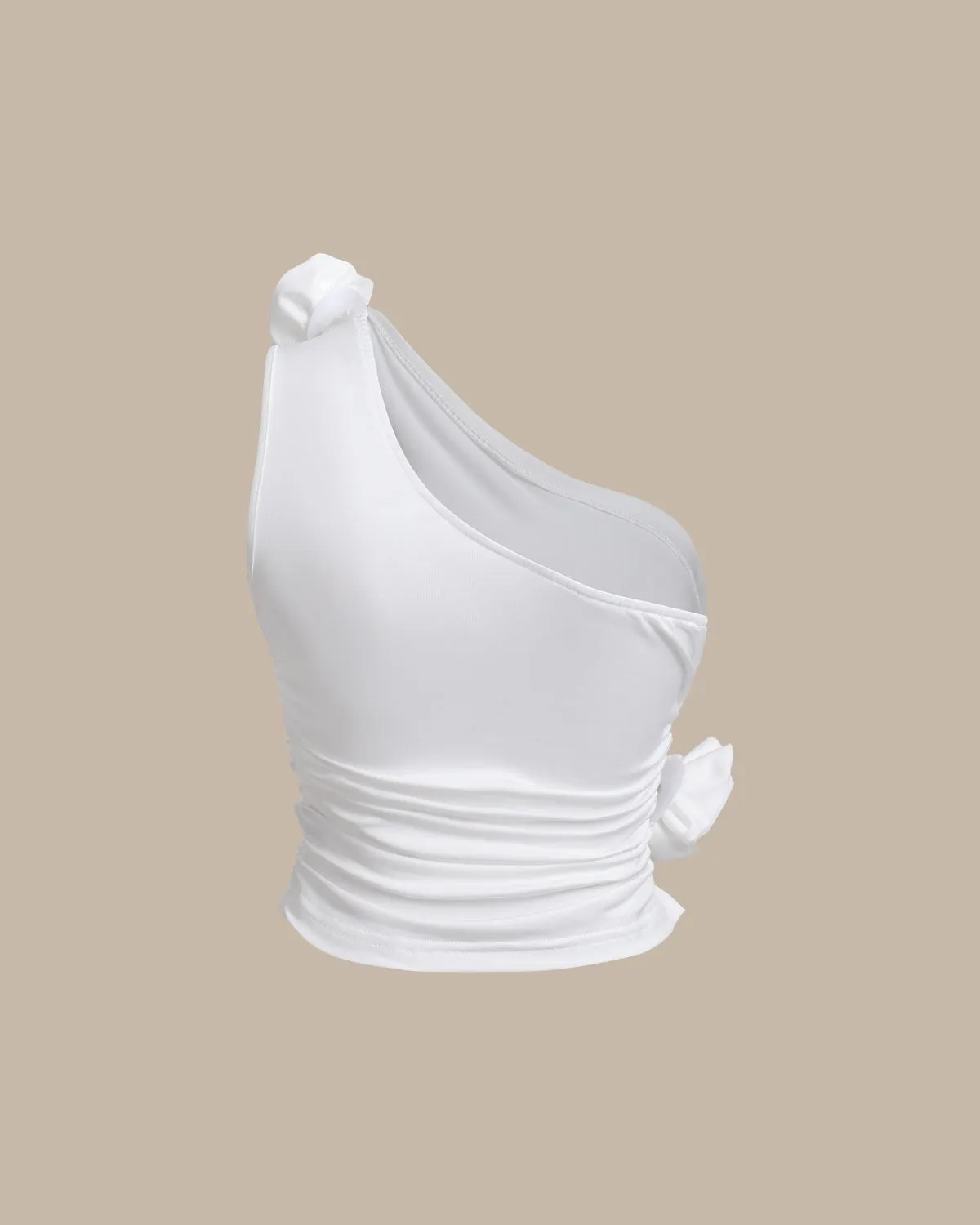 White One Shoulder Tank Top sold by rihoas product image thumbnail 2