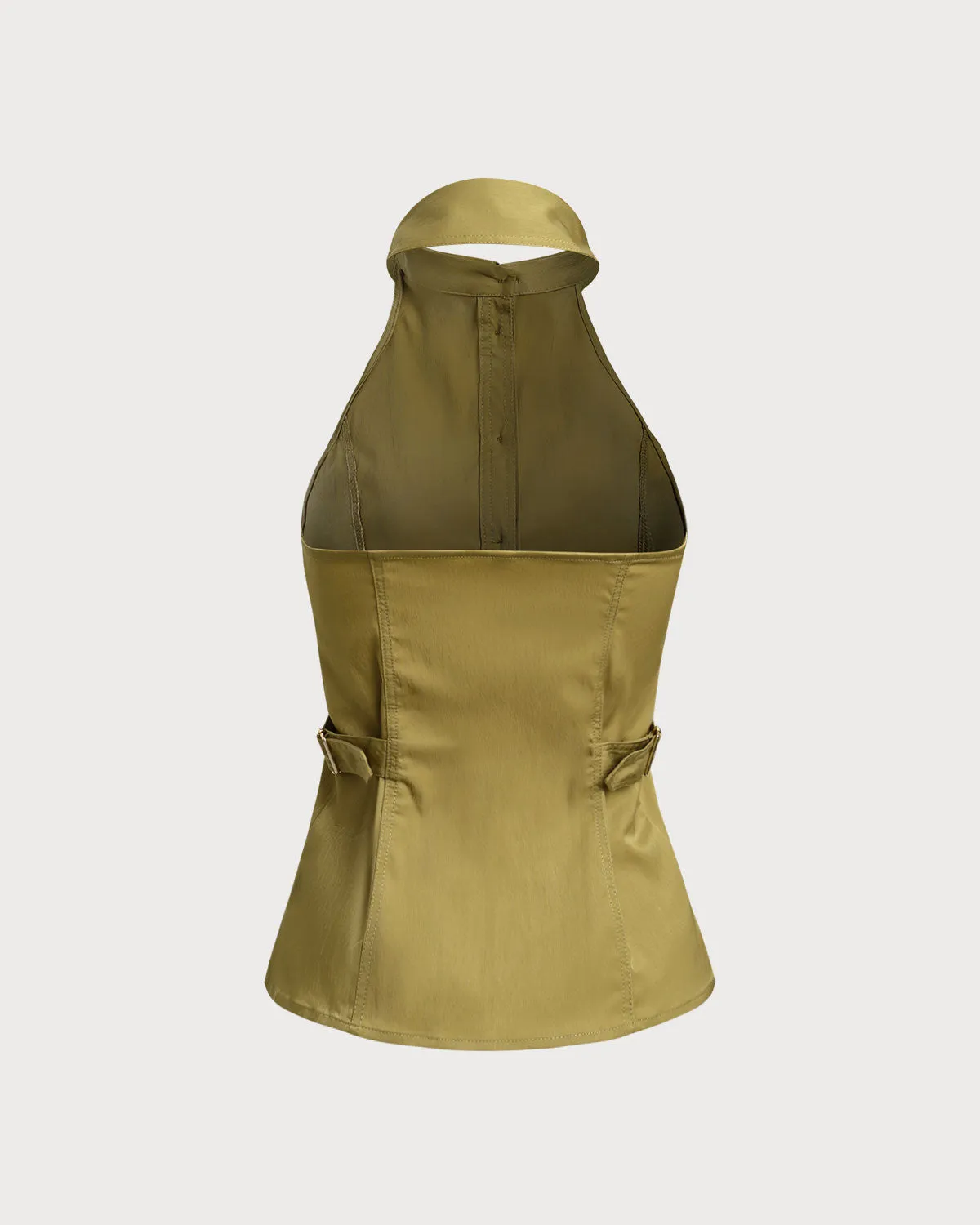 Green Backless Halter Button Blouse sold by rihoas product image thumbnail 2