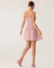 Pink Floral Ruched Corset Slip Mini Dress sold by rihoas
